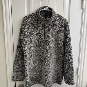 Boxercraft Gray Sherpa with Purple TCU Logo Sz L